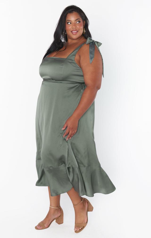 Claire Midi Dress ~ Deep Sage Luxe Satin Product Image