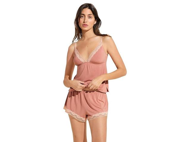 Eberjey Flora Cami/Shorts Set (Rouge Pink) Women's Pajama Sets Product Image