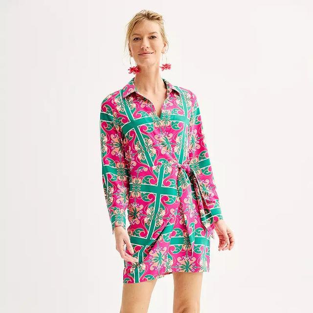 Womens INTEMPO Faux-Wrap Shirt Dress Product Image