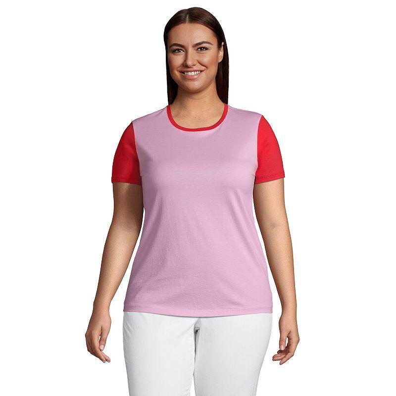 Plus Size Lands End Relaxed Supima Cotton Crewneck Tee, Womens Product Image