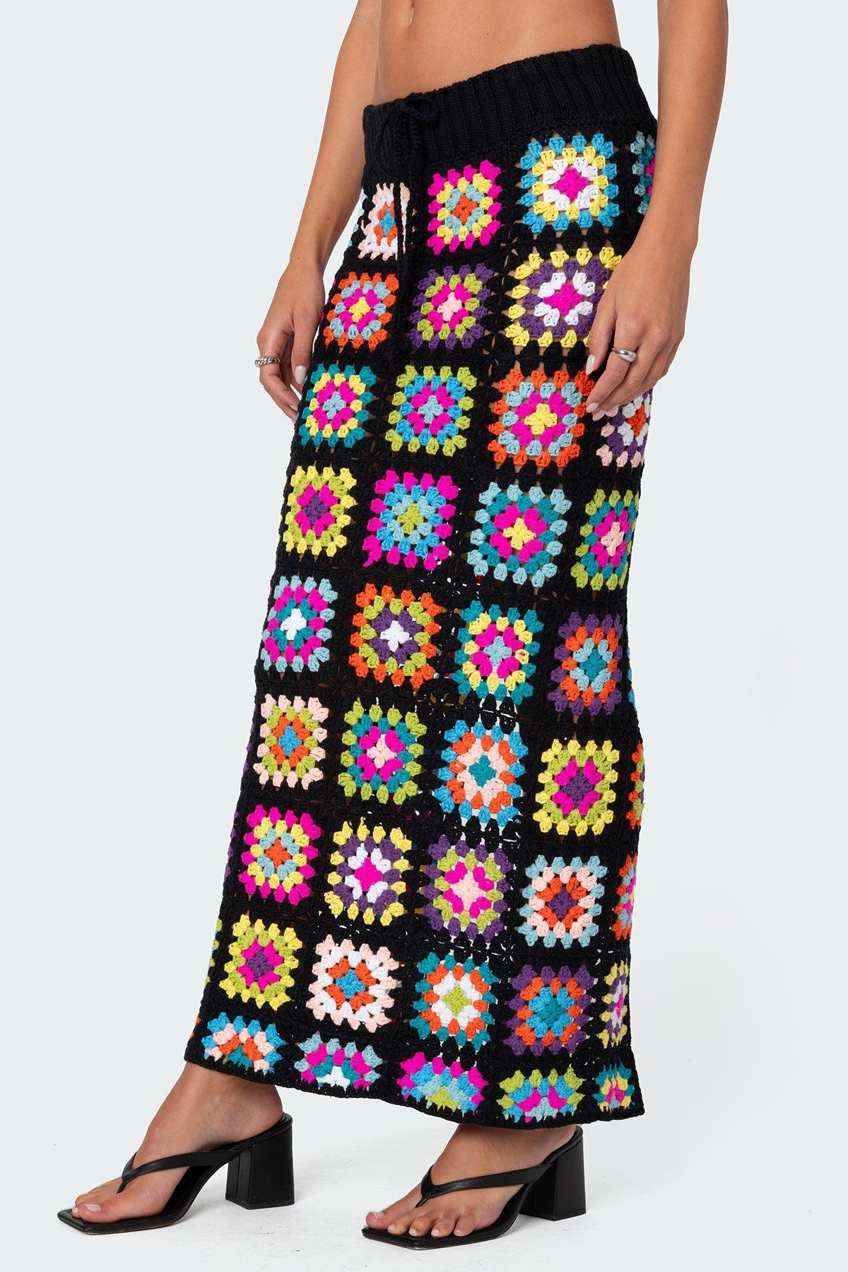 Patchwork Crochet Maxi Skirt Product Image