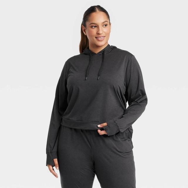 Womens Soft Stretch Hooded Sweatshirt - All In Motion Heathered Black 2X Product Image