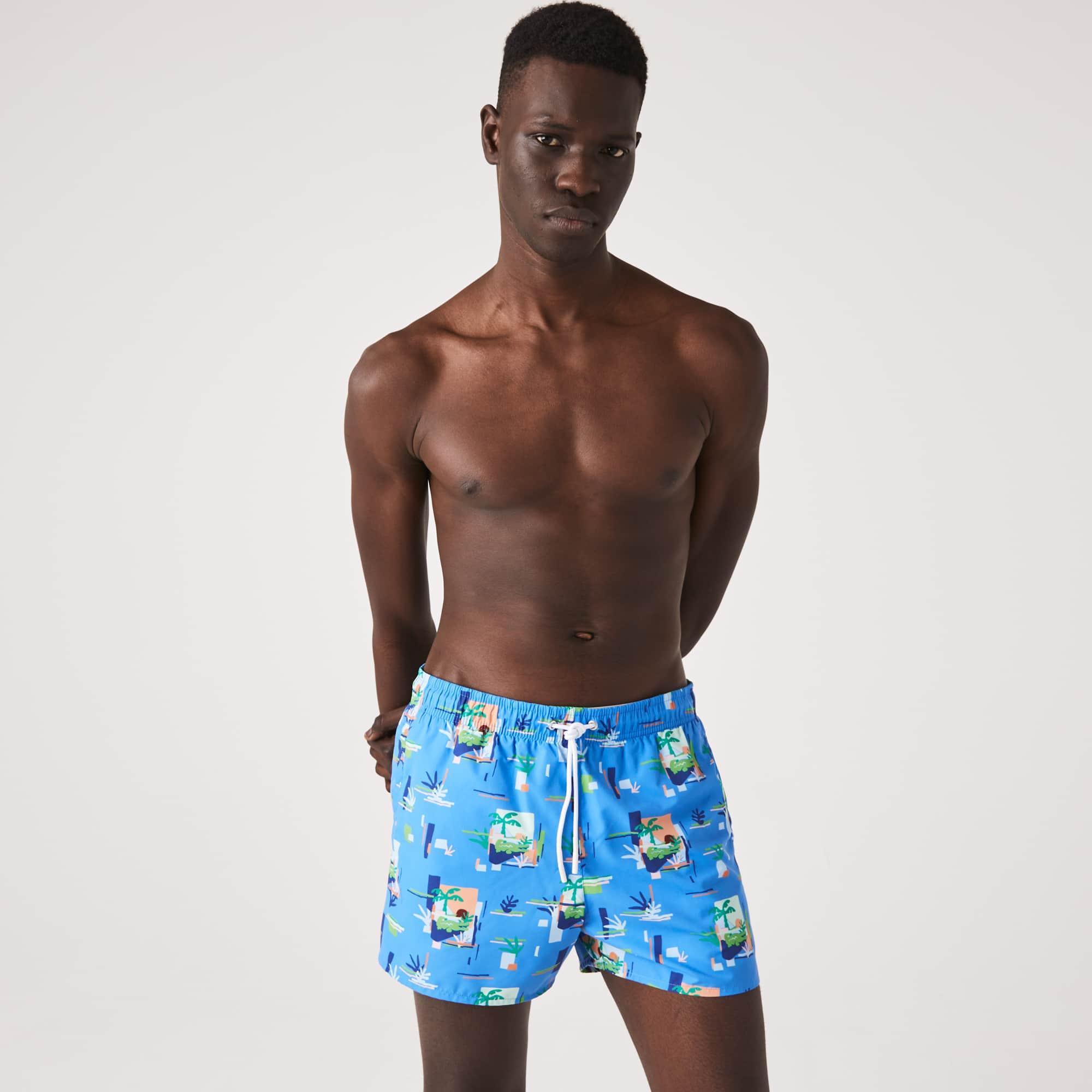 Men's Printed Built-In Mesh Boxer Swimming Trunks Product Image