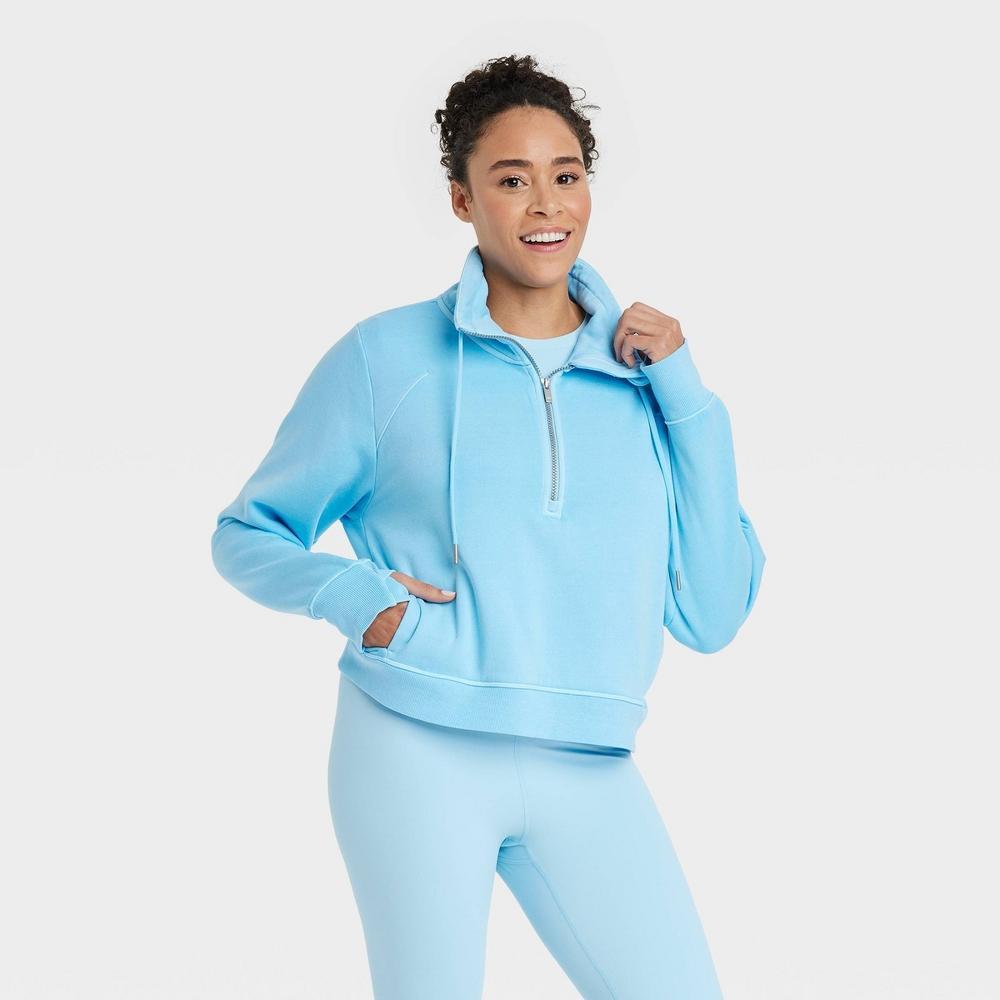 Womens Half Zip Fleece Pullover - All in Motion Light Blue Product Image