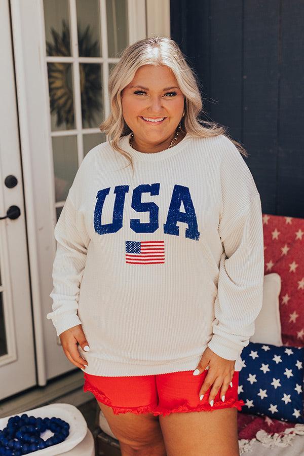 USA Ribbed Sweatshirt Curves Product Image