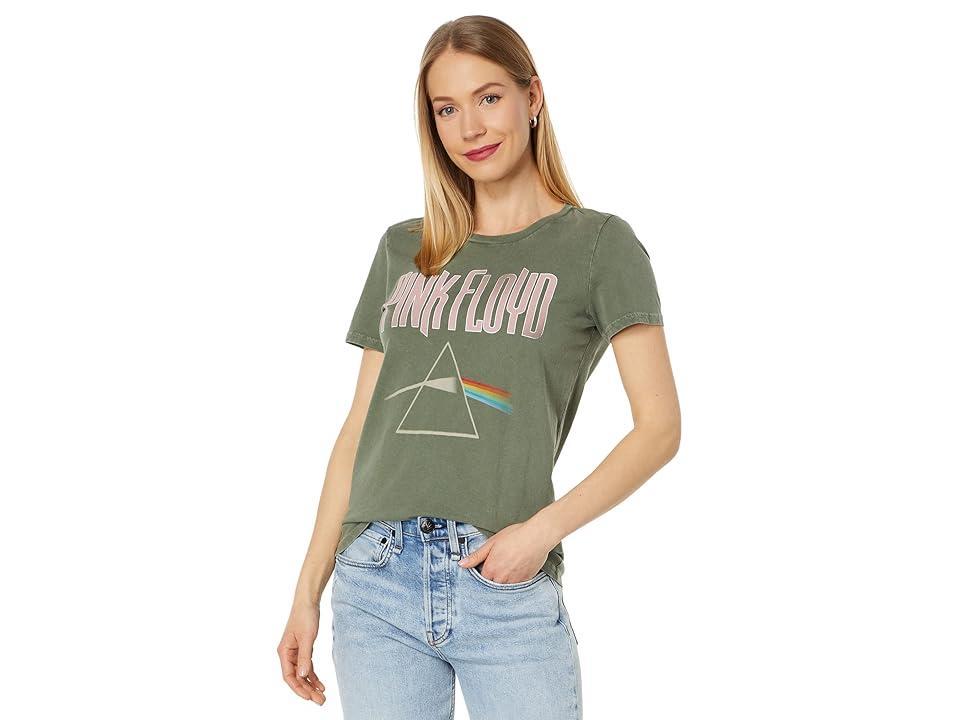 Lucky Brand Pink Floyd Classic Logo Crew Tee (Thyme) Women's Clothing Product Image