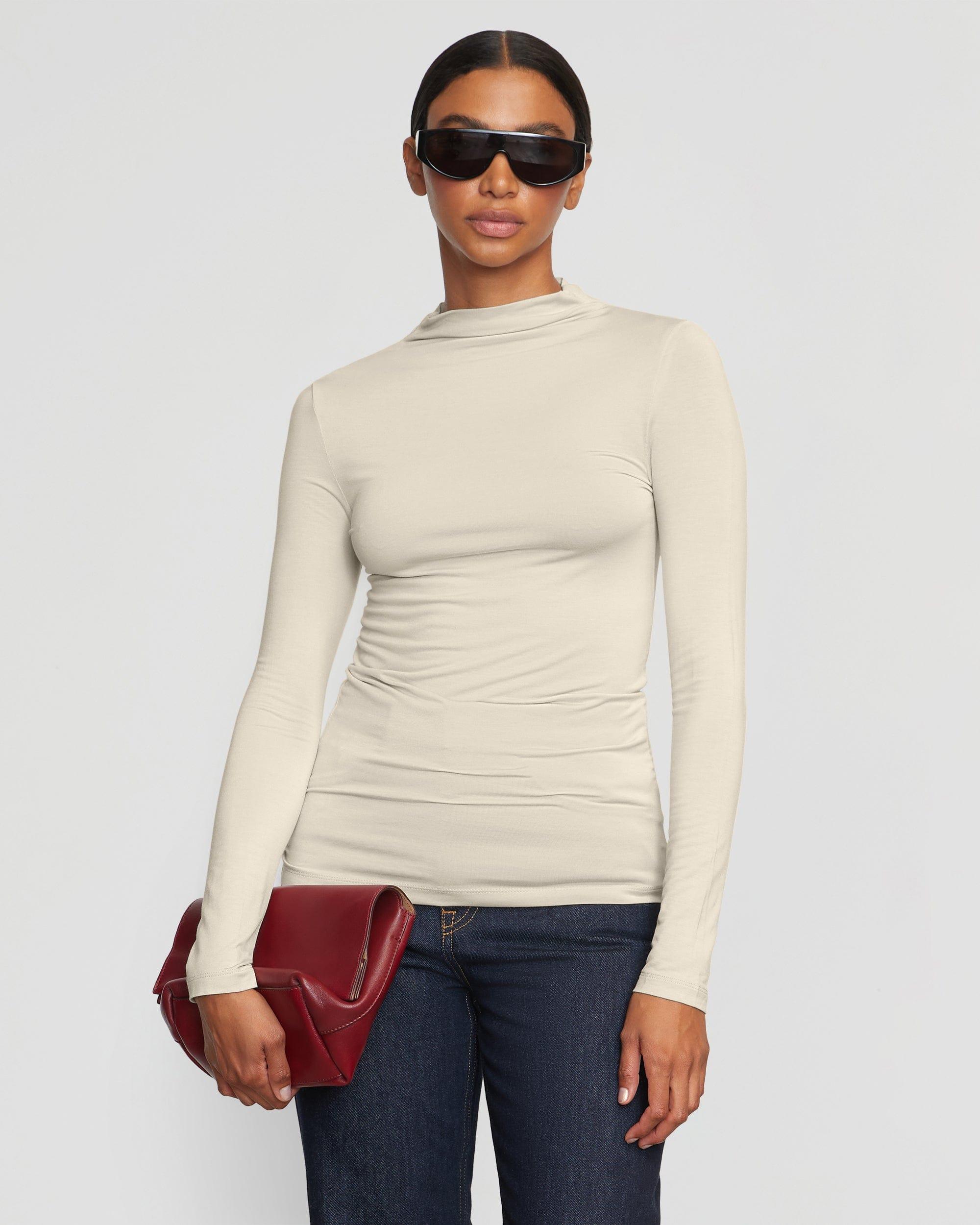 Ava Mock-Neck Long-Sleeve Tee Product Image