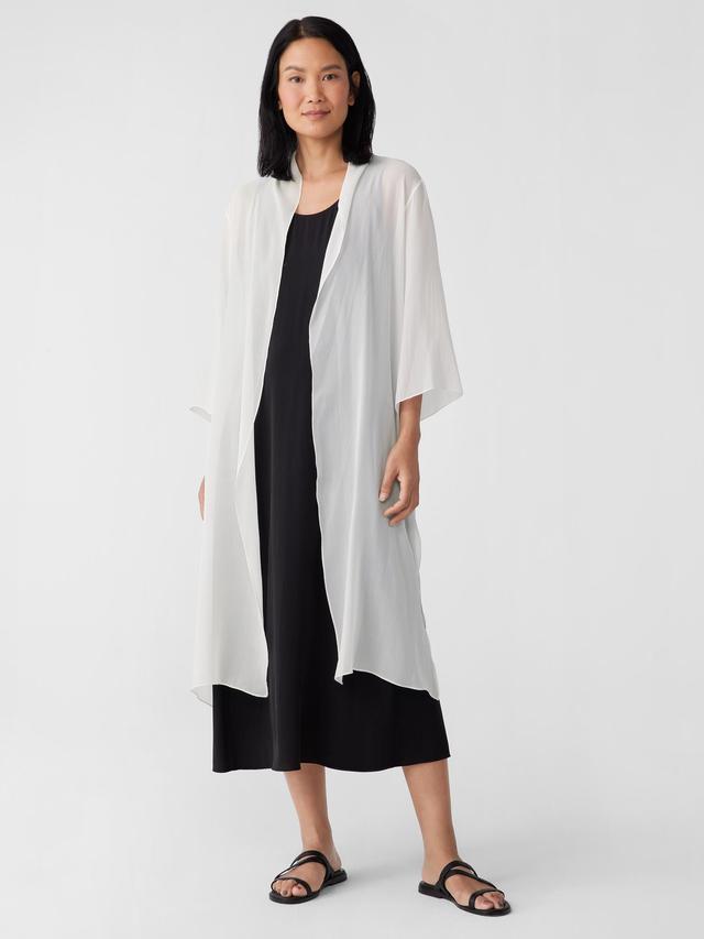 EILEEN FISHER Sheer Silk Georgette High Collar Jacketfemale Product Image