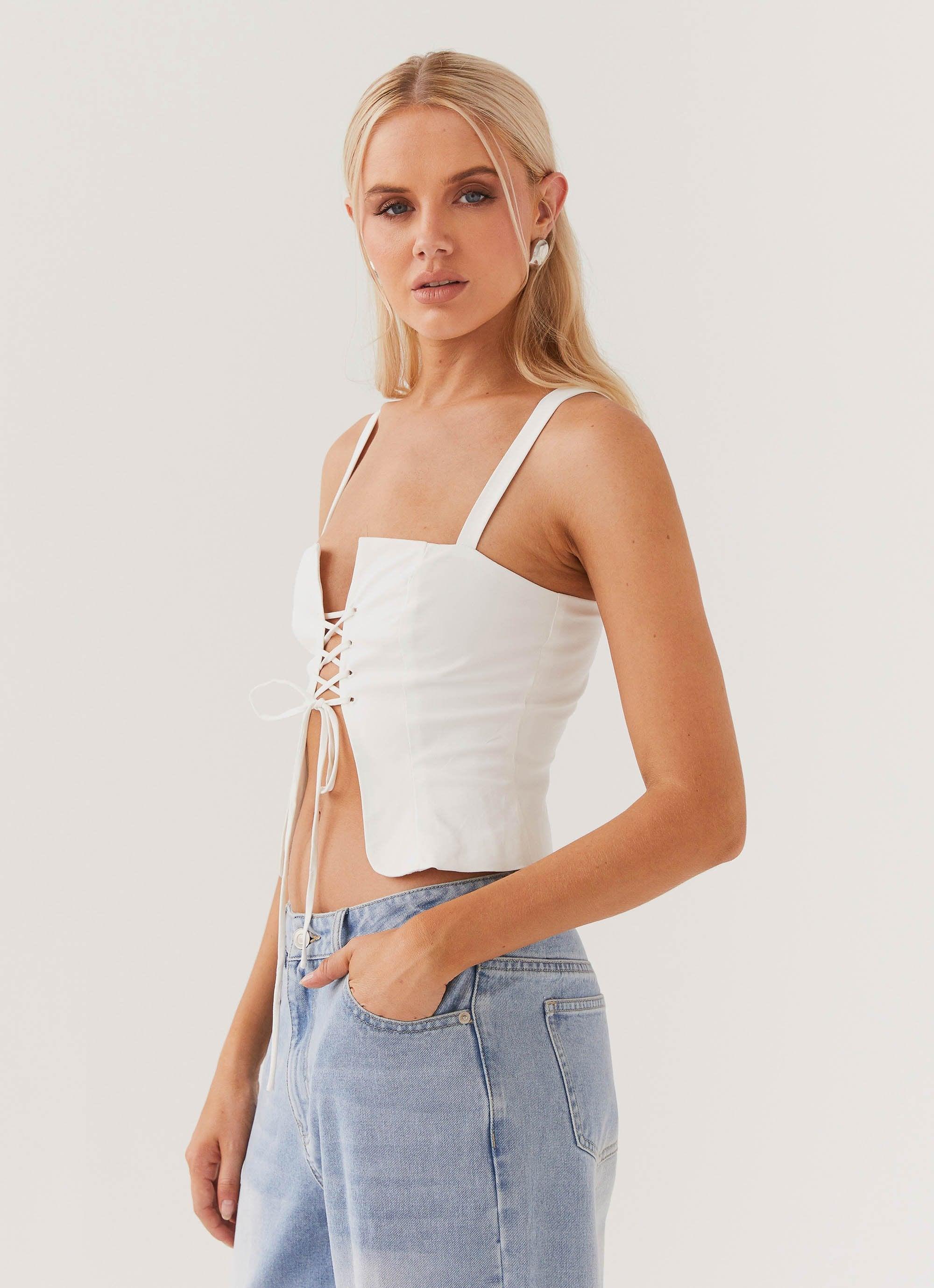 Hopeful Hearts Bustier Top - White Product Image