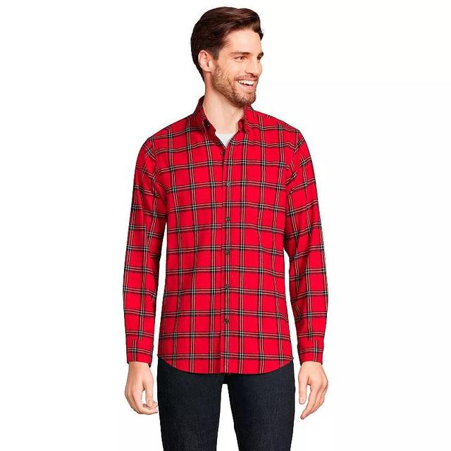 Mens Lands End Traditional-Fit Flagship Flannel Shirt Alabaster Blue Plaid Product Image