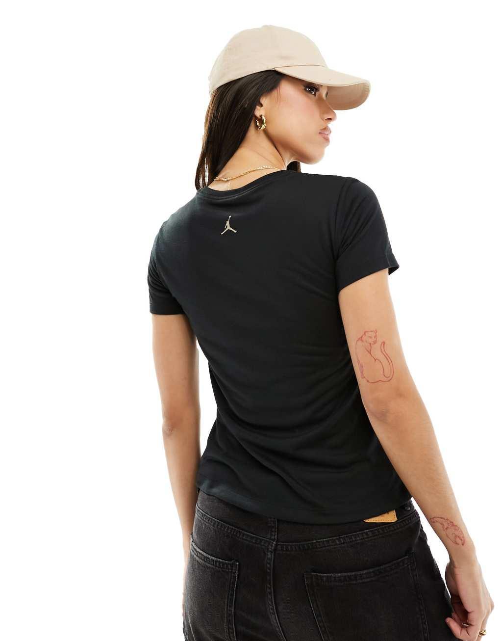 Jordan slogan slim T-shirt in black Product Image