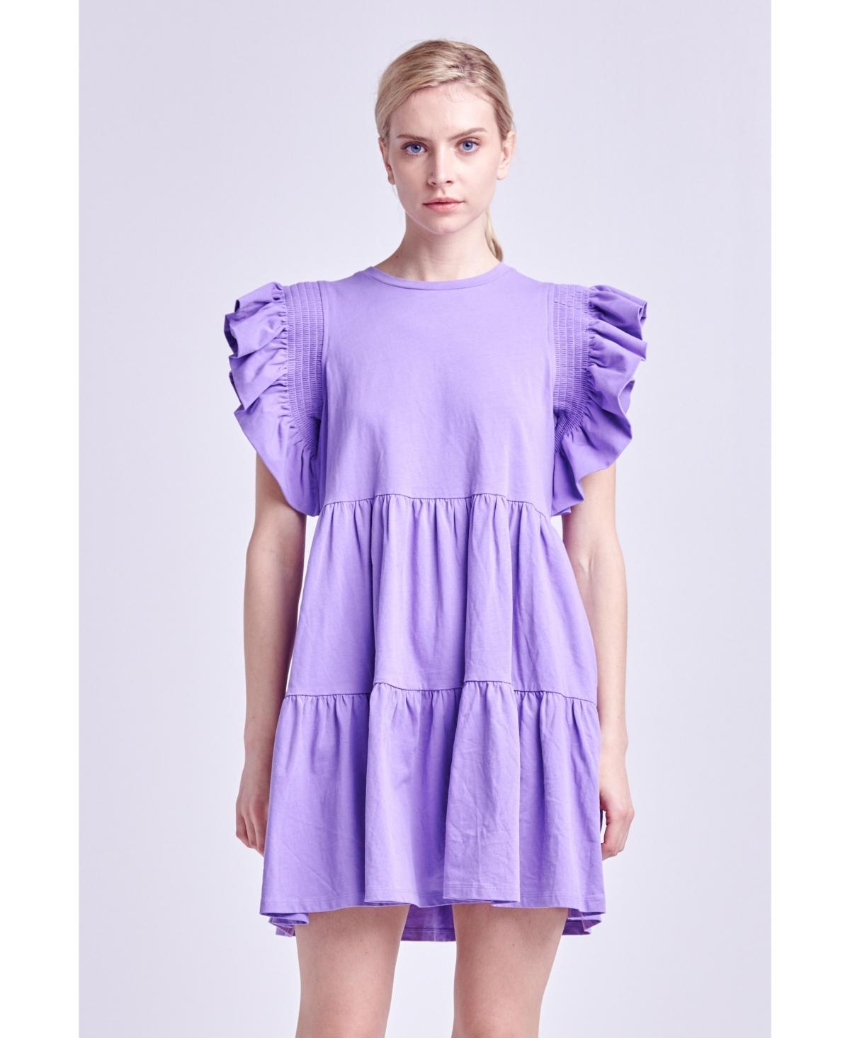 Womens Knit Ruffled Mini Dress Product Image