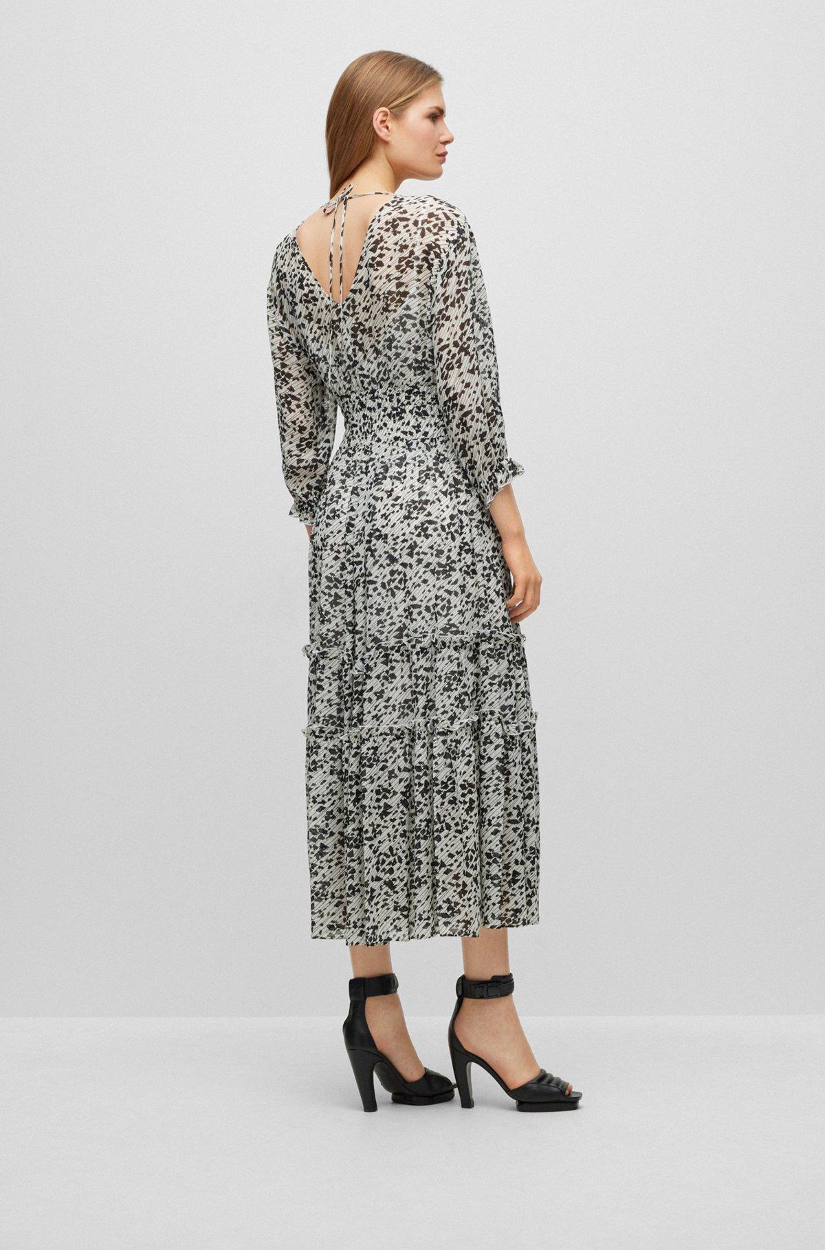 Maxi dress with seasonal print and V-neckline Product Image