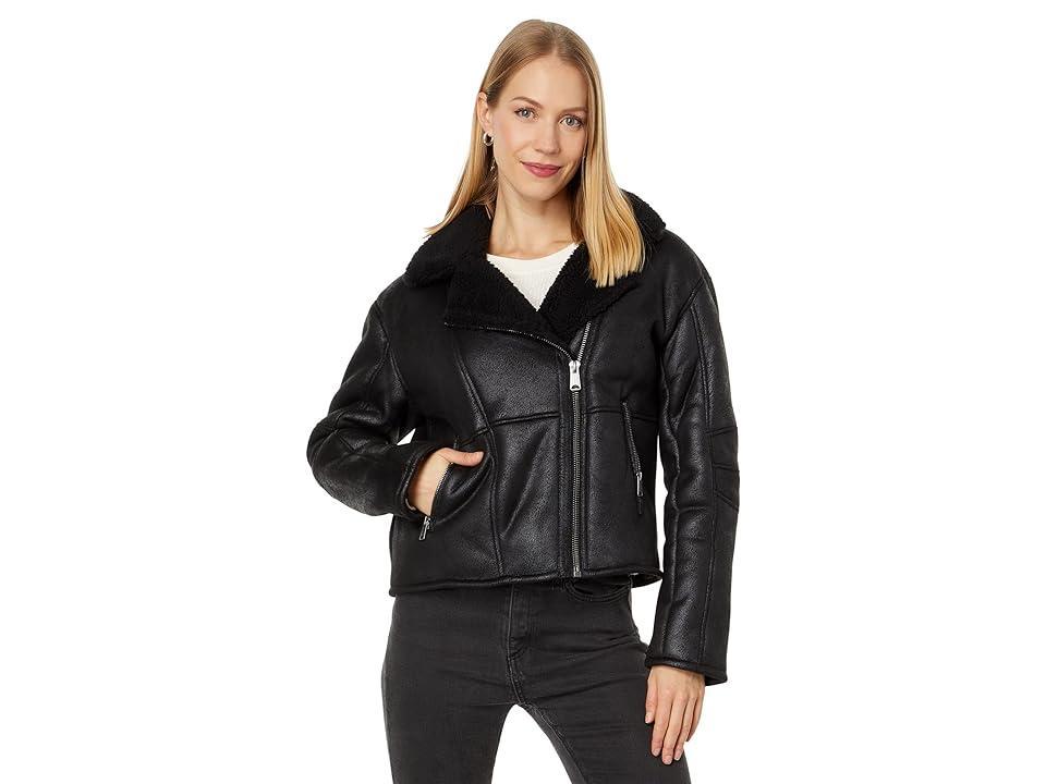 Lucky Brand Suede Sherpa Moto Jacket Women's Clothing Product Image