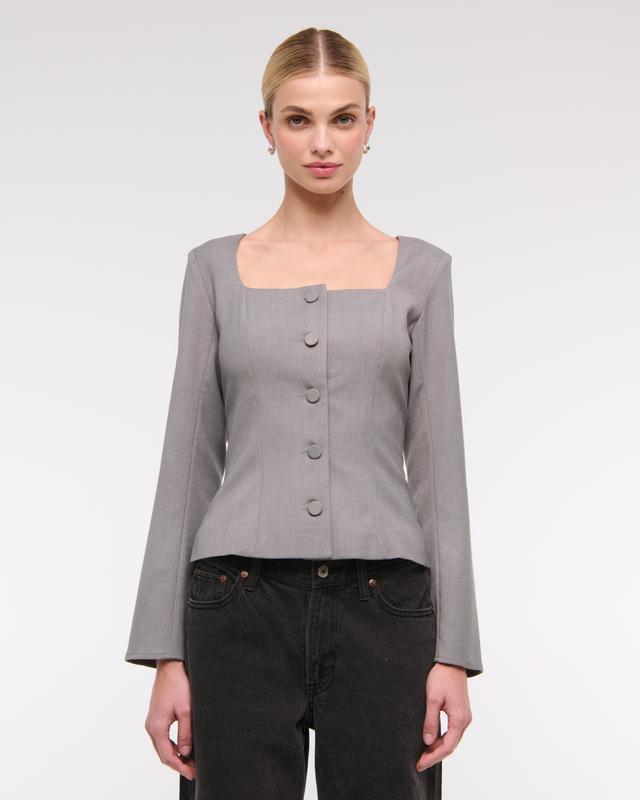 Long-Sleeve Squareneck Tailored Vest Product Image