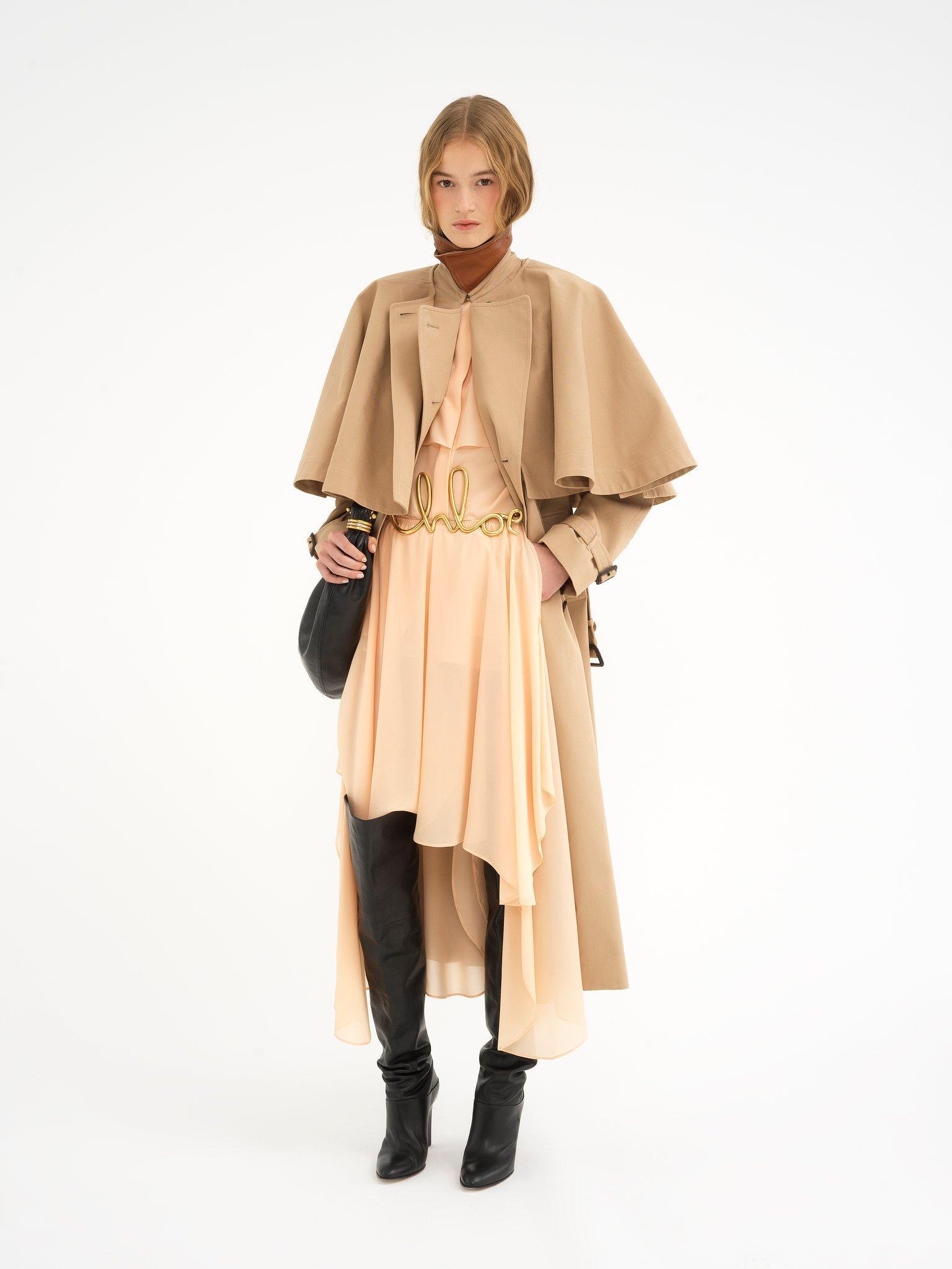 Classic trench coat in cotton gabardine with cape Product Image