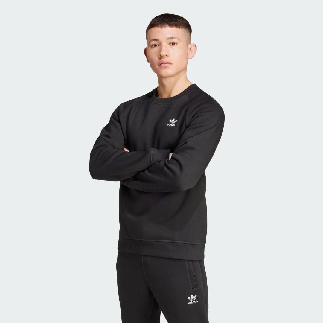 adidas Trefoil Essentials Crew Sweatshirt Black XL Mens Product Image