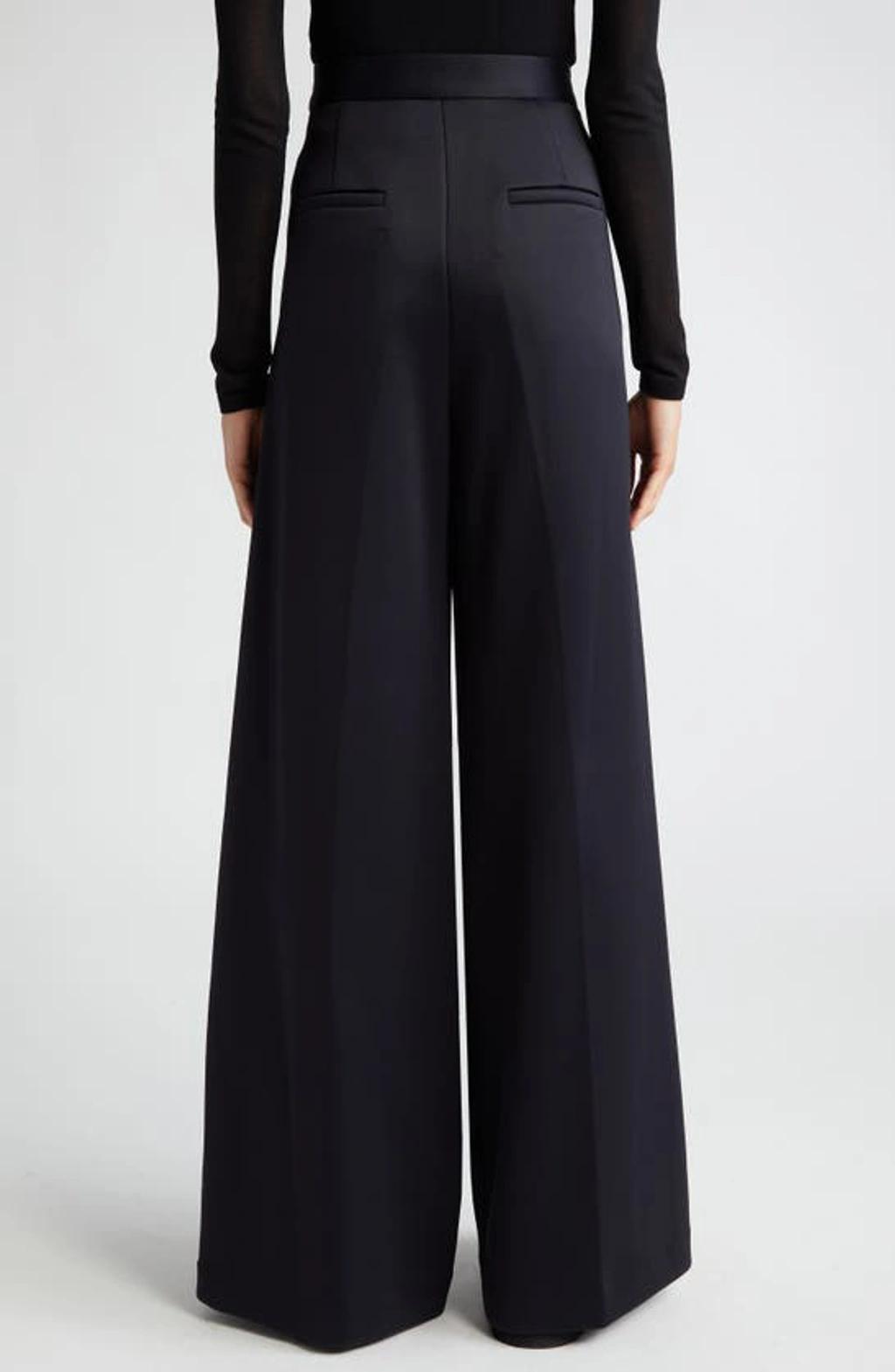 MAX MARA Wide Leg Wool Pants In Black Product Image