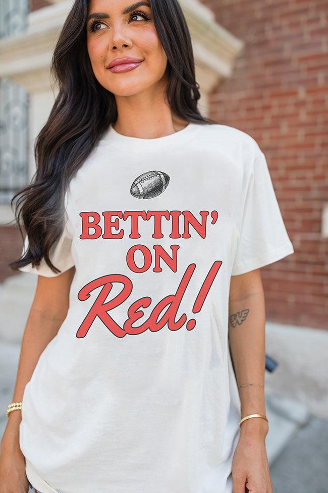 Bettin' On Red Soft Cream Oversized Graphic Tee Product Image