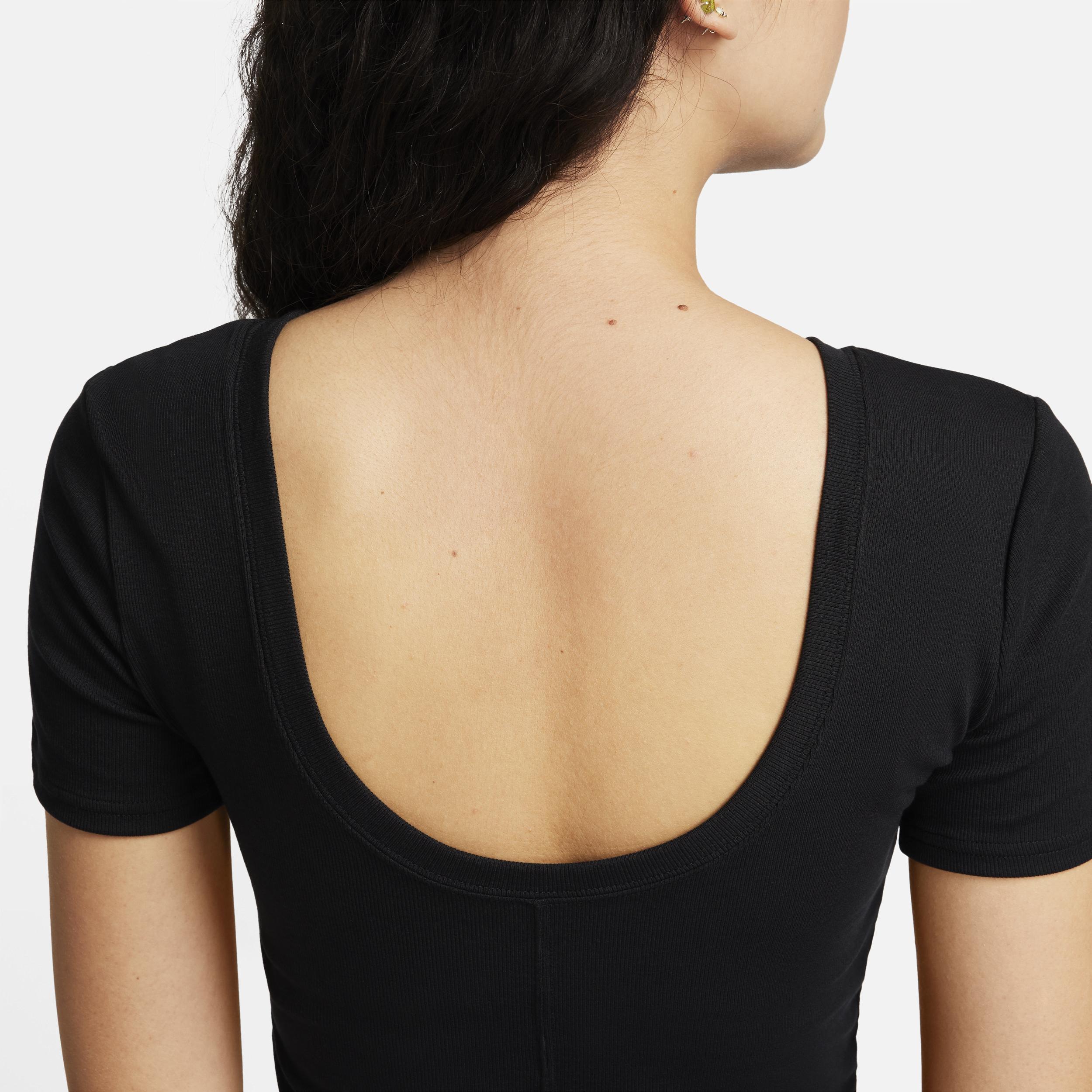 Nike Womens Nike Chill Knit Mini Rib Top - Womens Black/Sail Product Image