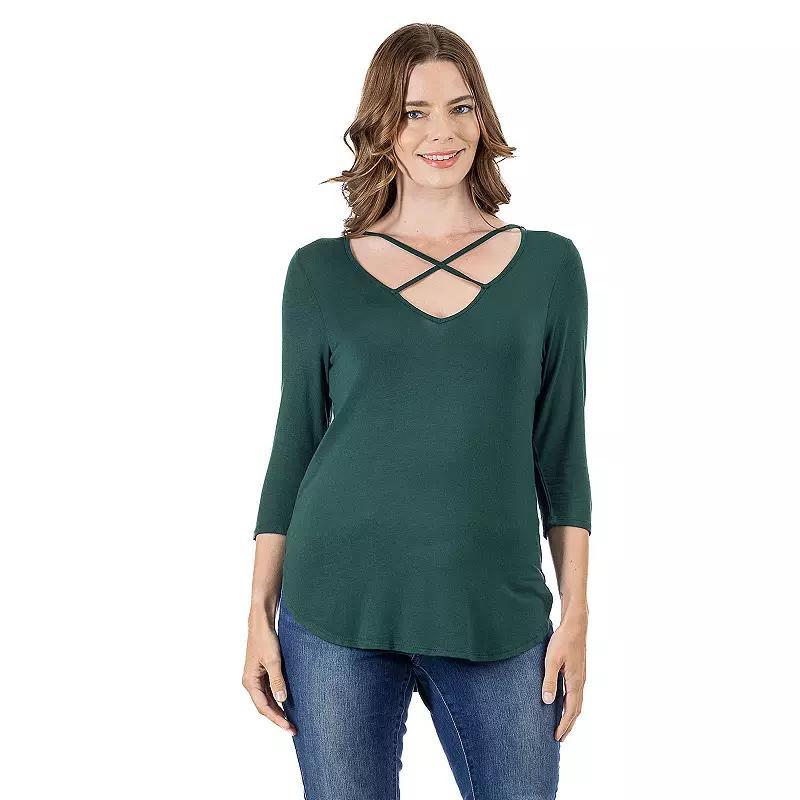 Womens 24Seven Comfort Apparel Criss Cross Round Hemline Tunic Top Product Image