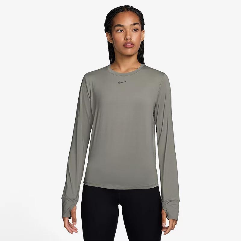 Womens Nike One Classic Dri-FIT Long Sleeve Top Light Green Product Image