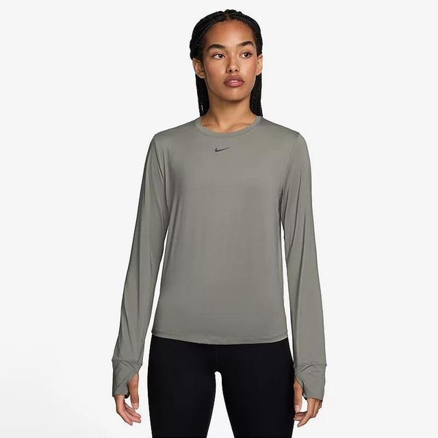 Womens Nike One Classic Dri-FIT Long Sleeve Top Light Green Product Image