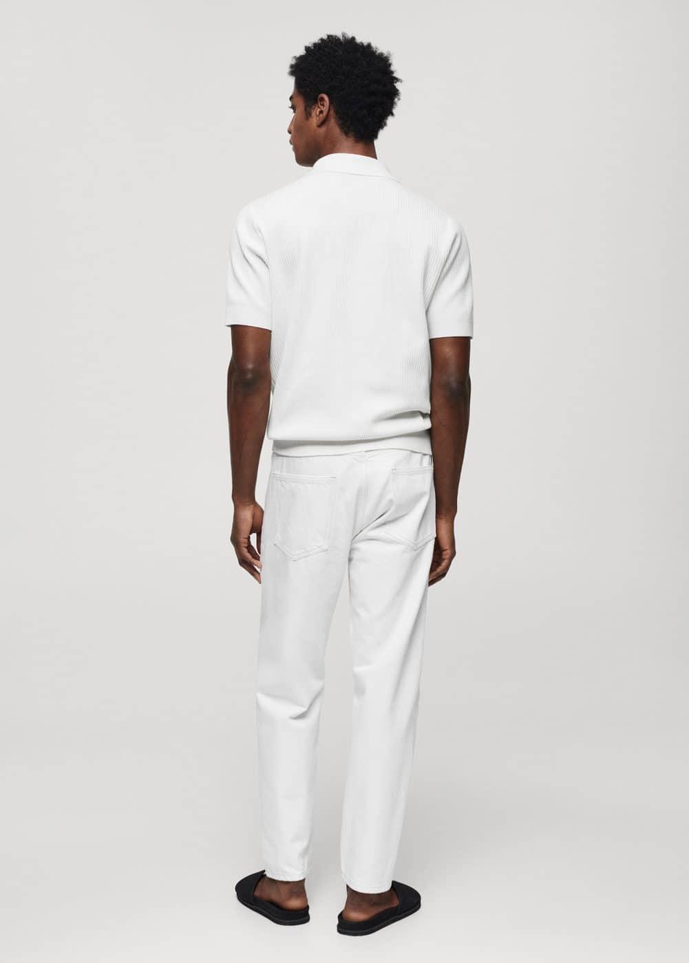 MANGO MAN - Short sleeve ribbed polo shirt whiteMen Product Image