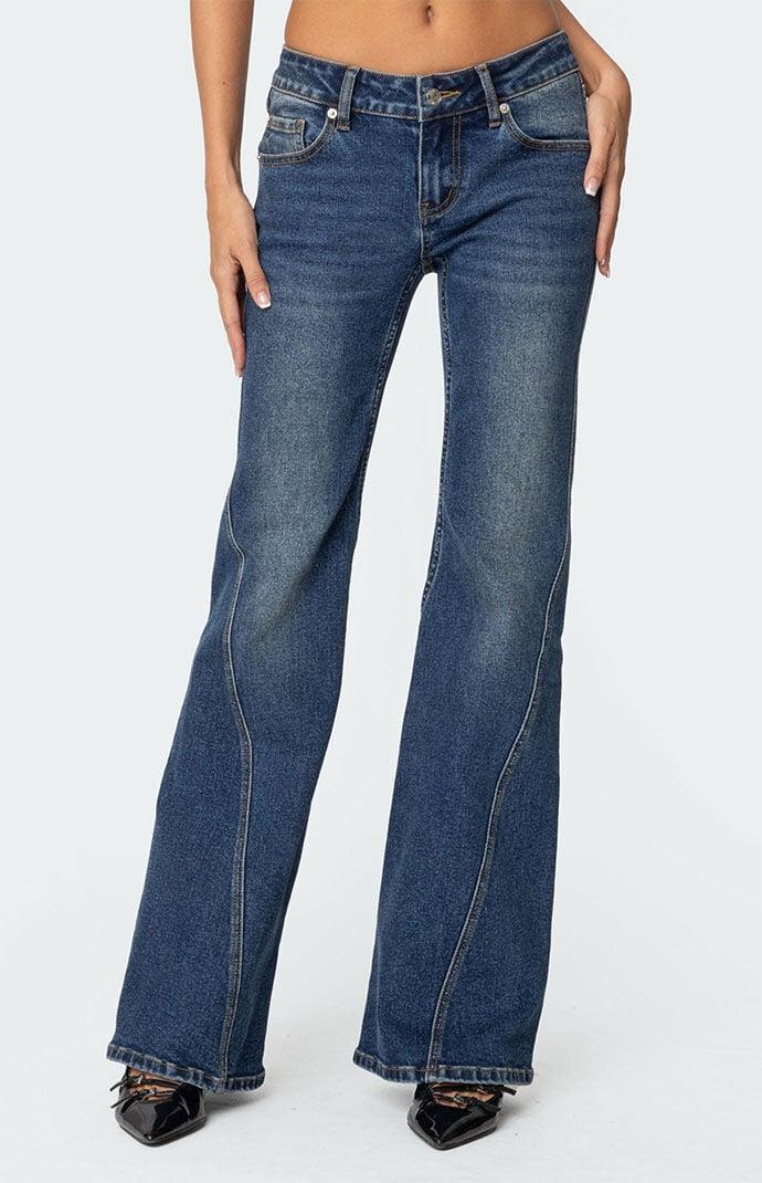 Edikted Women's Colton Boot Cut Low Rise Jeans Product Image