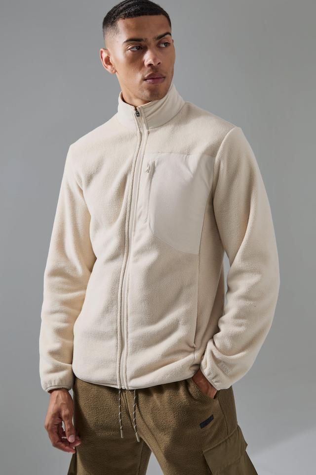 Man Active Fleece Zip Thru Track Top | boohooMAN USA Product Image