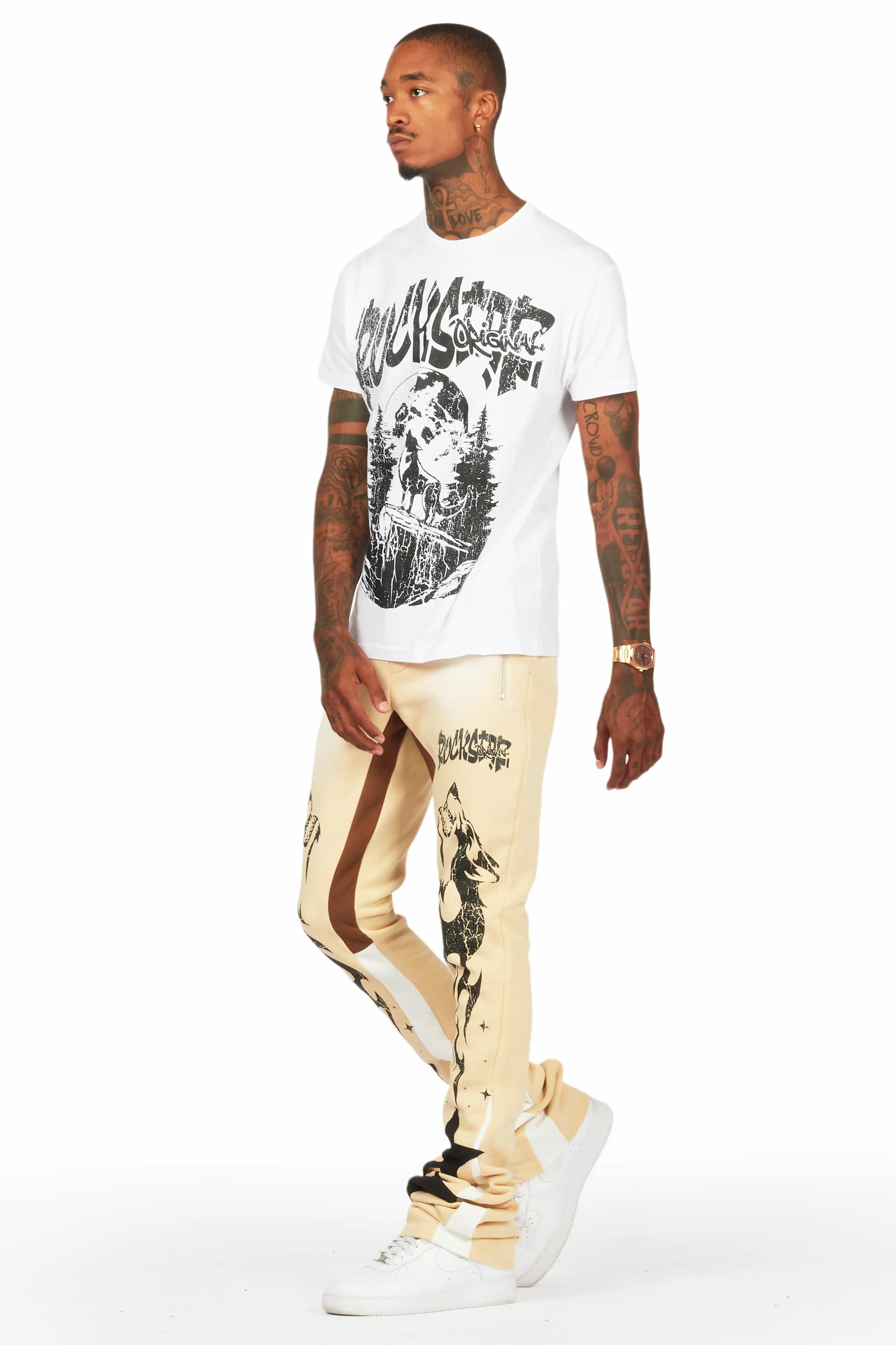 Felipe White/Beige T-Shirt/Super Stacked Flare Track Set Male Product Image