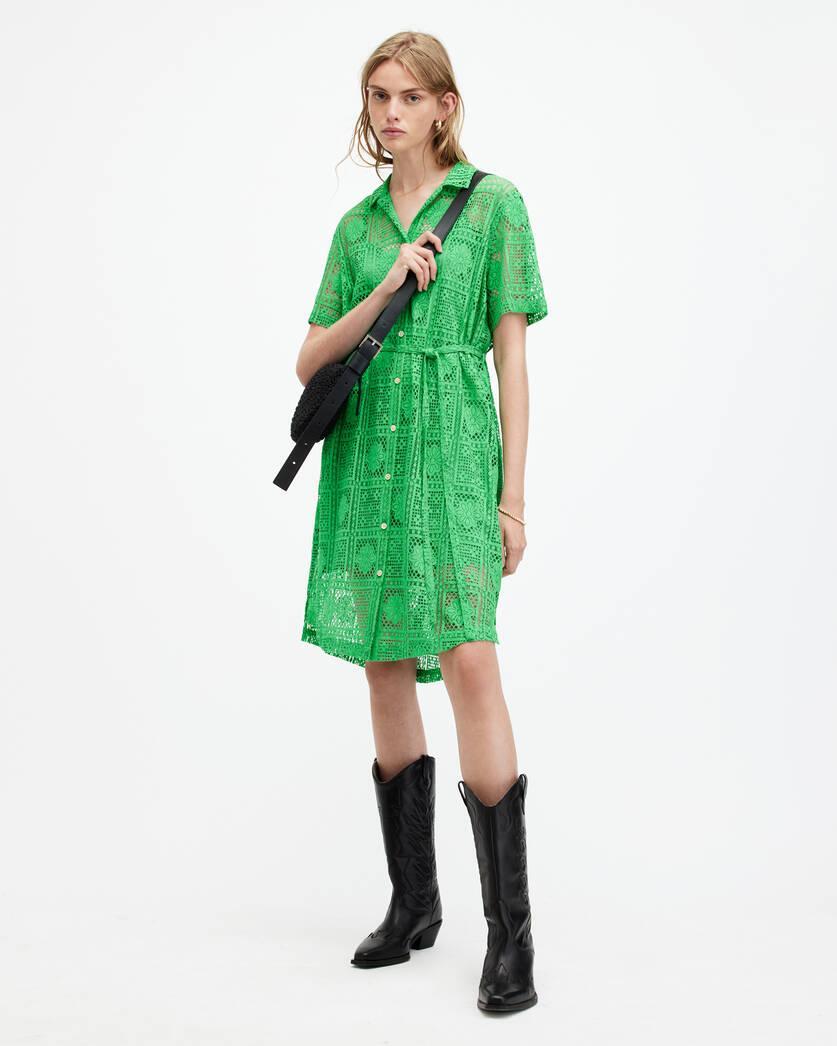 Athea Crochet Mini Shirt Dress Product Image