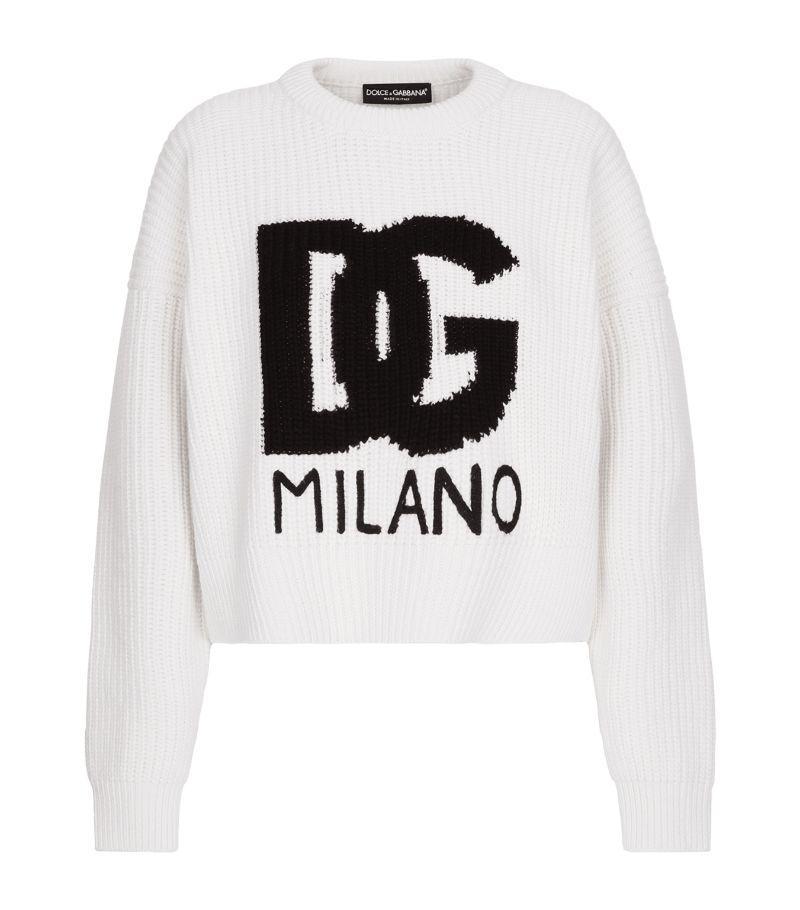 Wool Logo Sweater In White Product Image