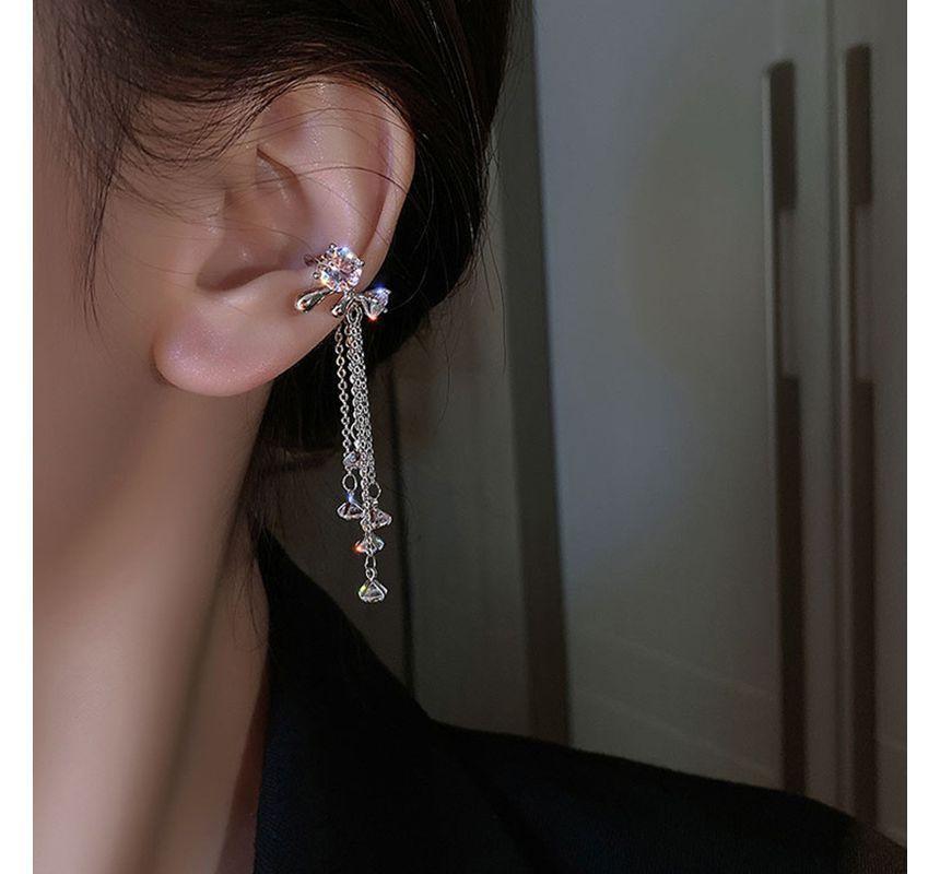 Rhinestone Fringed Alloy Cuff Earring Product Image