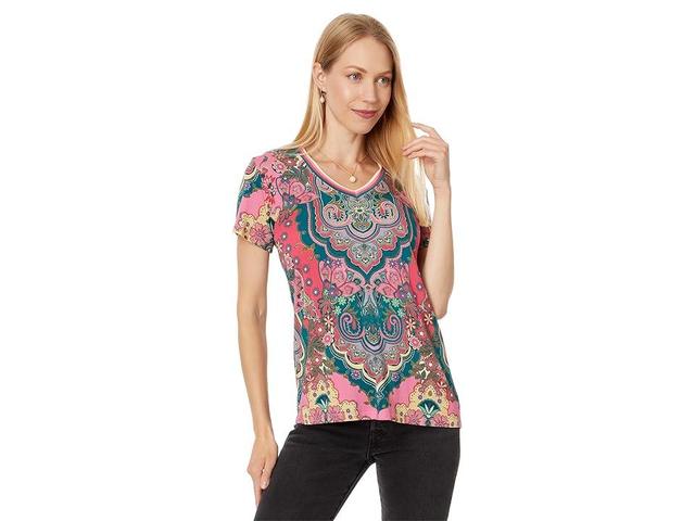 Johnny Was The Janie Favorite Short Sleeve V-Neck Tee (Paisley Melody) Women's Clothing Product Image