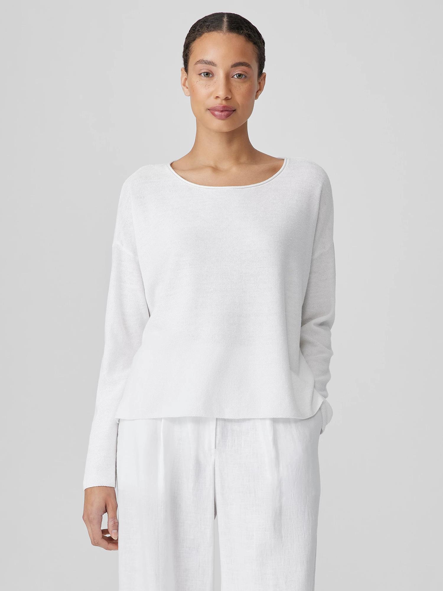 EILEEN FISHER Organic Linen Cotton Jewel Neck Box-Topfemale Product Image