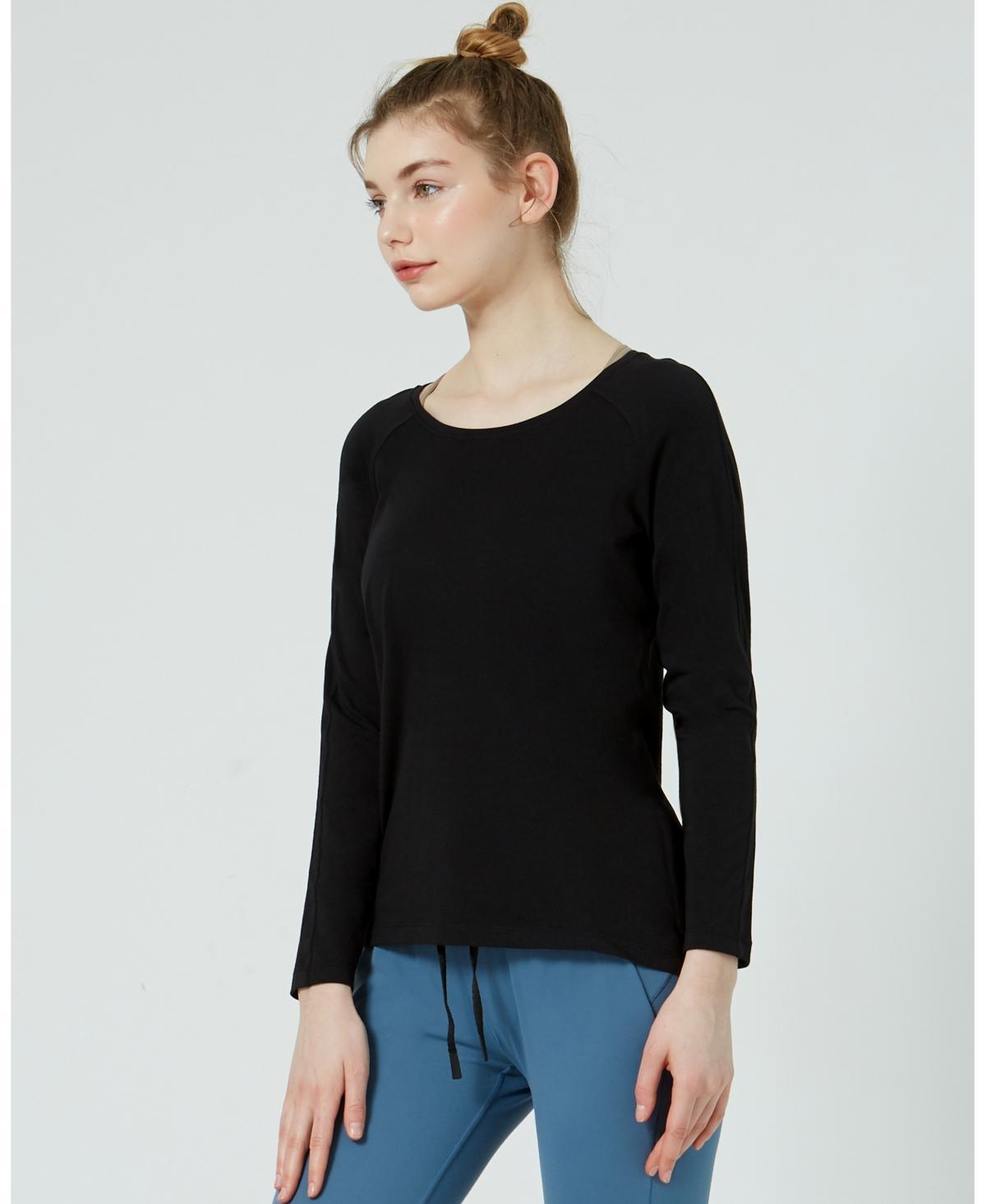 Rebody Essentials Scooped Long Sleeve Top For Women Product Image