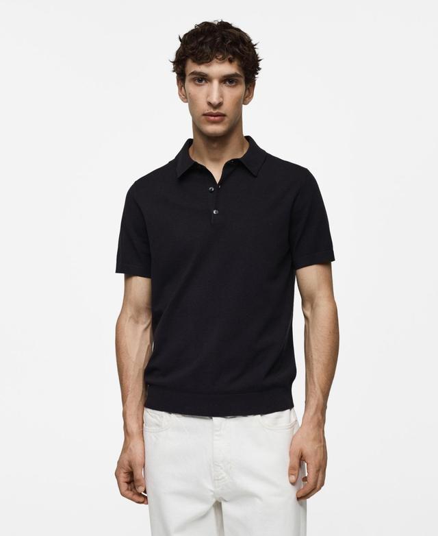 MANGO MAN - Fine-knit polo shirt dark navyMen Product Image