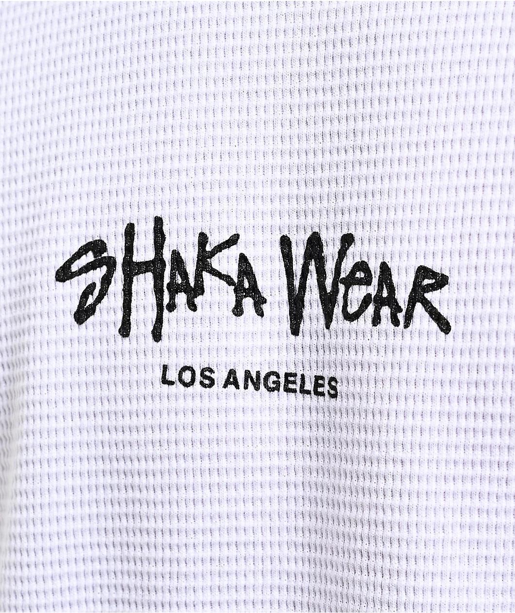 Shaka Wear Logo White Thermal Long Sleeve T-Shirt Product Image