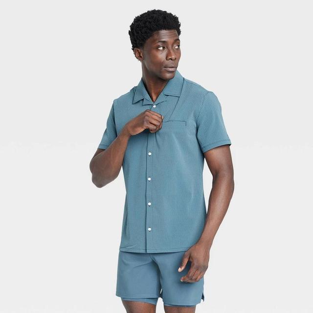 Mens Seersucker Shirt - All In Motion Afternoon Blue M Product Image