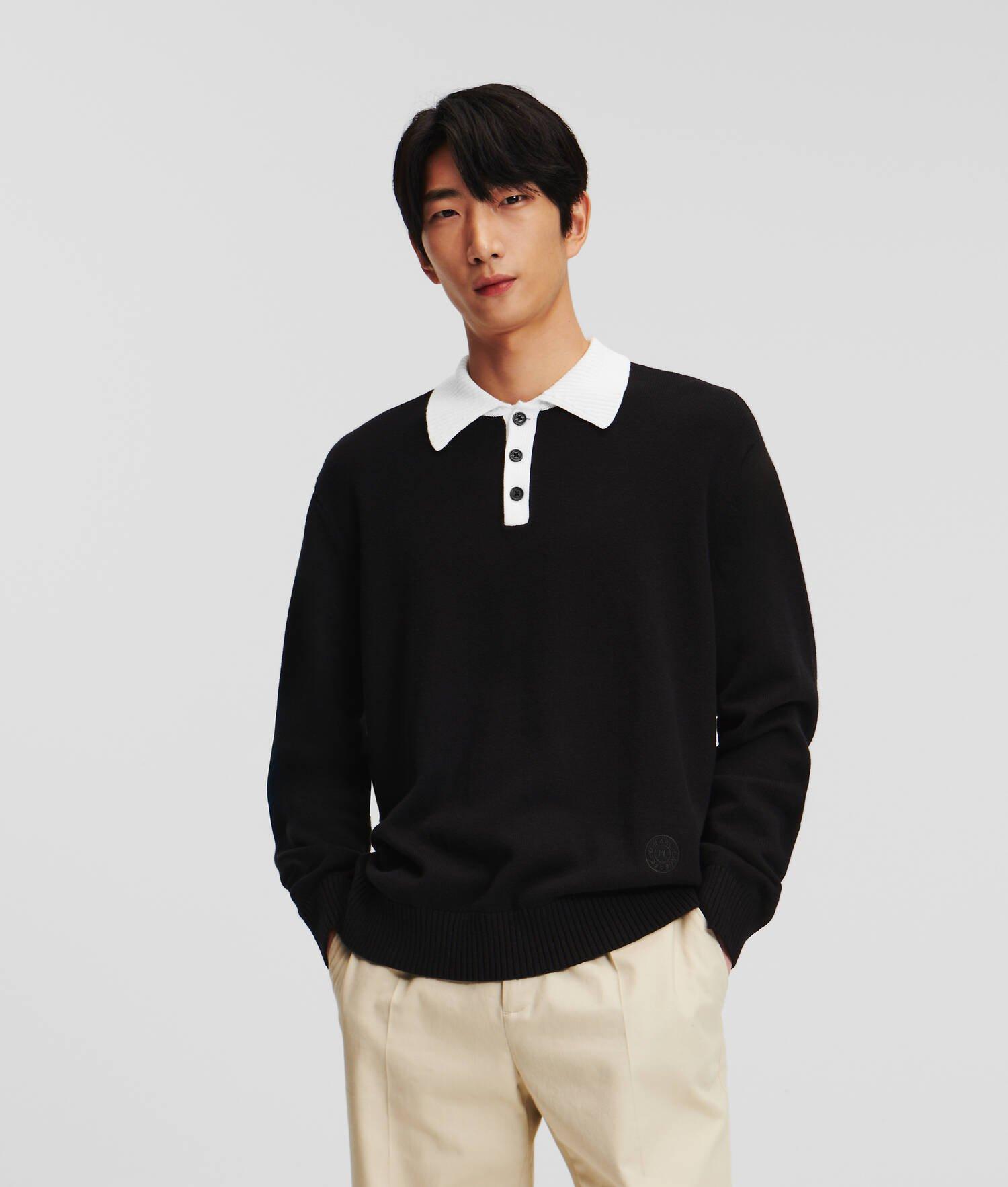 KNITTED LONG-SLEEVED POLO SHIRT Product Image