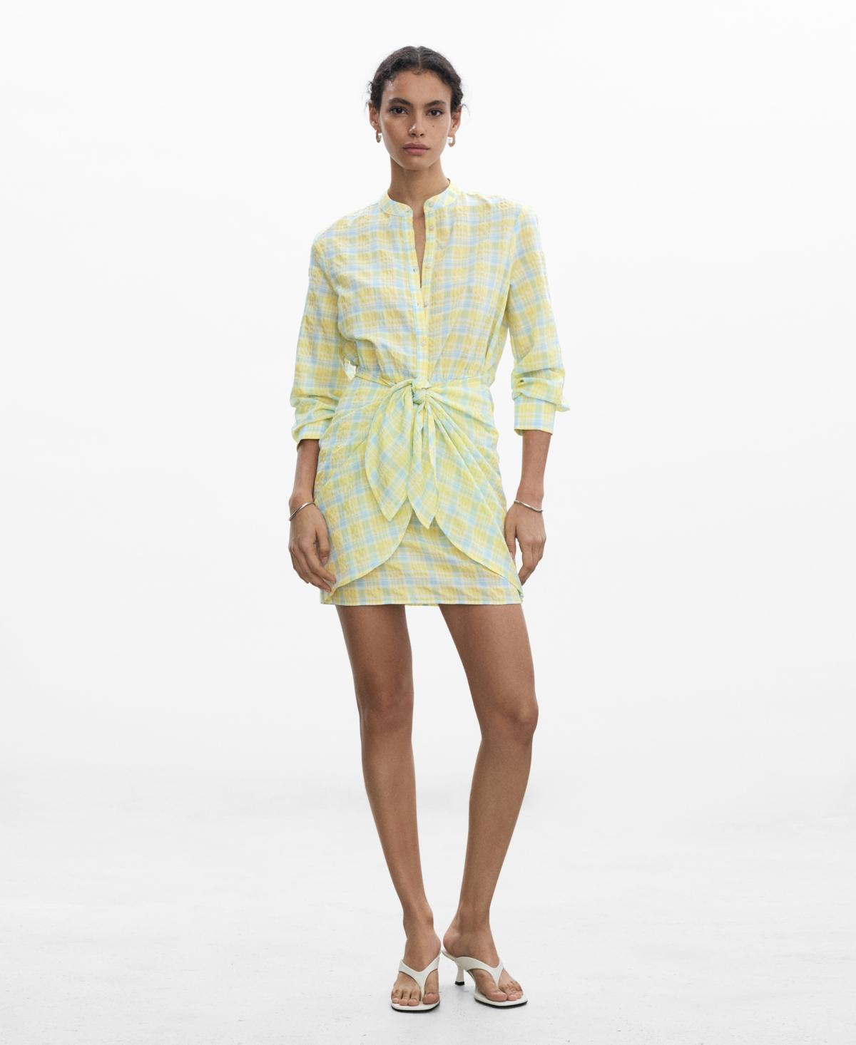 Mango Womens Check Bow Dress product image