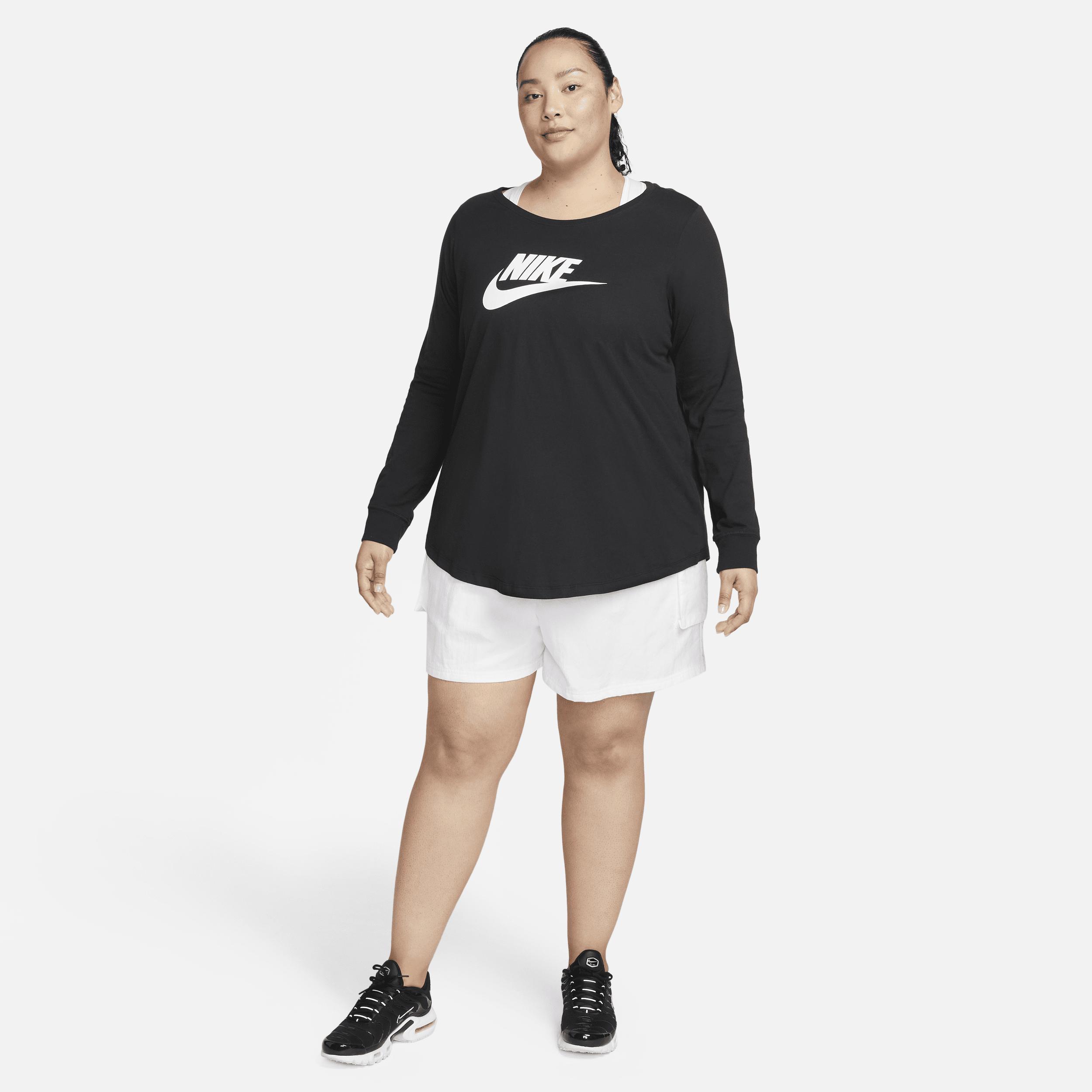 Women's Nike Sportswear Club Long-Sleeve T-Shirt (Plus Size) in Black, Size: 2X  Product Image