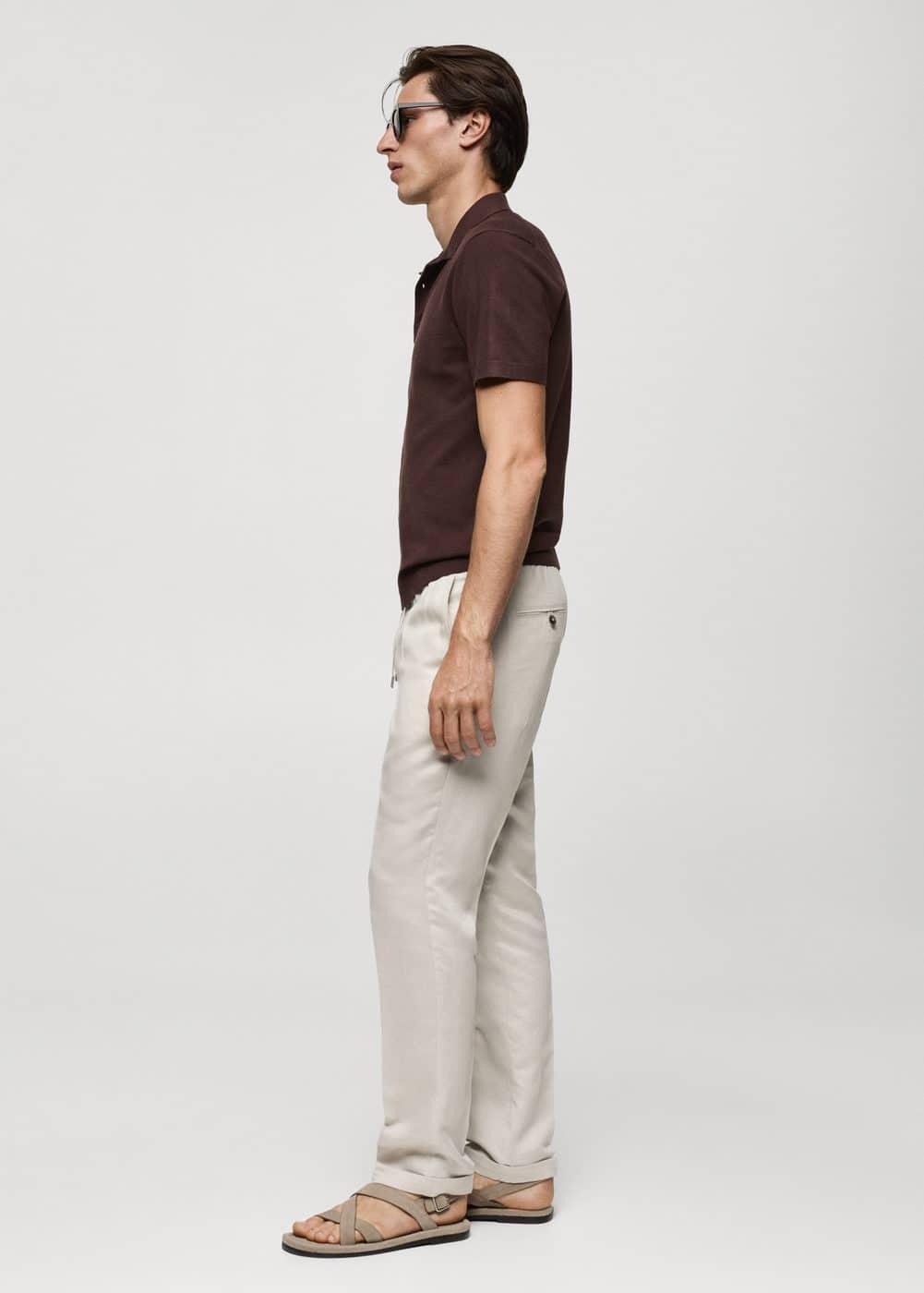 MANGO MAN - Fine-knit polo shirt coffeeMen Product Image