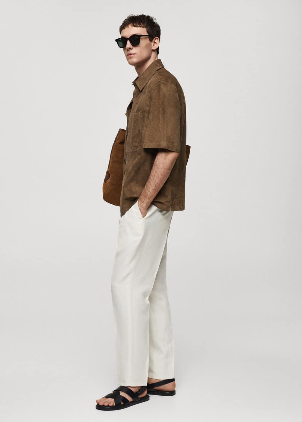 MANGO MAN - Linen pants slim fit darts ecruMen Product Image