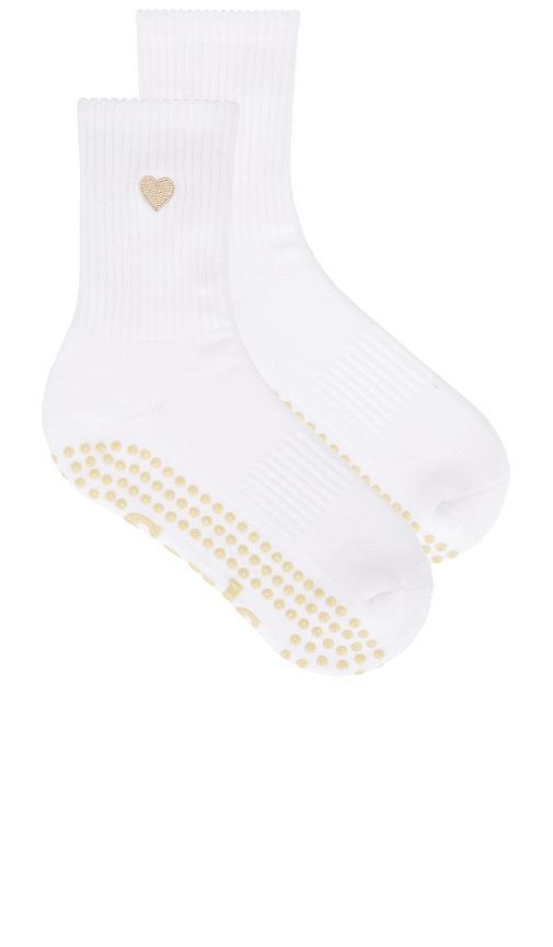 Beige Heart Grip Socks Product Image