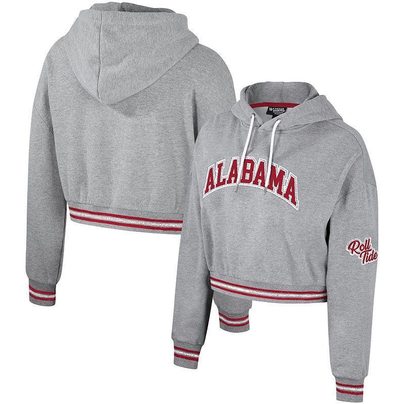 Womens The Wild Collective Heather Gray Alabama Crimson Tide Cropped Shimmer Pullover Hoodie Product Image