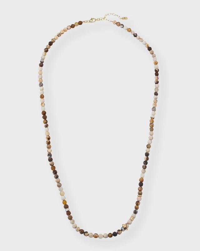 Men's Diamond Rondelle Wooden Opal Beaded Necklace Product Image