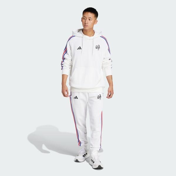 adidas France Essentials 3-Stripes Hoodie White XL Mens Product Image