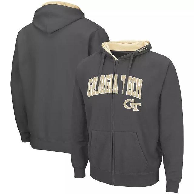 Mens Colosseum Charcoal Georgia Tech Yellow Jackets Arch & Logo 3.0 Full-Zip Hoodie Product Image